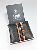 JTSS22KOB1098 JANTİ HAKİKİ DERİ MIKNATIS KAPAMA JASPER DOĞALTAŞ KOMBİN BİLEKLİK KUTULU