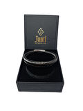 JTAW25BLK1614 PASLANMAZ ÇELİK ve HAKİKİ DERİ MIKNATIS KAPAMA SİYAH GARANTİLİ HEDİYE KUTULU JANTİ BİLEKLİK