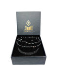 JTAW25BLK1641 ONYX DOĞALTAŞ ESNEK ve HEMATİT DOĞALTAŞ İPLİ SİYAH GRİ GARANTİLİ HEDİYE KUTULU JANTİ BİLEKLİK