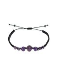 JTSS26BLK1868 AMETİST ve HEMATİT DOĞALTAŞ MAKROME İP EL ÖRMESİ MOR SİYAH UNISEX BİLEKLİK GARANTİLİ KUTULU JANTİ BİLEKLİK