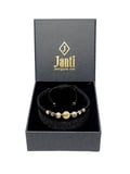 JTSS26BLK1869 SİTRİN ve HEMATİT DOĞALTAŞ MAKROME İP EL ÖRMESİ SARI GOLD SİYAH UNISEX BİLEKLİK GARANTİLİ KUTULU JANTİ BİLEKLİK