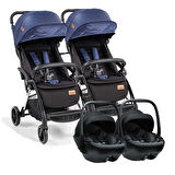 Baby2go Tulipa Cabin Otomatik Katlanan İkiz Travel Bebek Arabası / Siyah Mavi