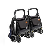 Baby2go Tulipa Cabin Otomatik Katlanan İkiz Travel Bebek Arabası / Siyah Mavi