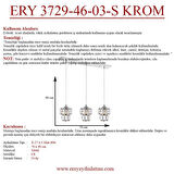 Eray Aydınlatma ERY 3729-46-03-S Krom İki Katlı 3 lü Sıralı Avize