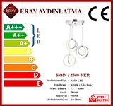 1909-3 Krom 3 lü Led Avize