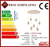 9178-7+3R Sarı Powerled 7 li Avize