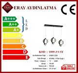 1909-3 Siyah Sıralı 3 lü Led Avize