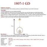 1807-1 Gold Kristal Taşlı Led Avize