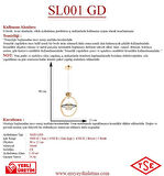 SL001 Gold Taşlı Led Avize