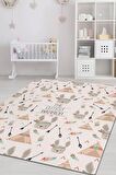 Homshtag En Tatlı Savaşçı Pamuklu Dokuma Tabanlı Yıkanabilir Kaymaz Dekoratif Çocuk Odası Halısı