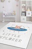 Homshtag Minik Kaşif Pamuklu Dokuma Tabanlı Yıkanabilir Kaymaz Dekoratif Çocuk Odası Halısı