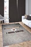 Homshtag Kahveye İhtiyacım Var Pamuklu Dokuma Tabanlı Yıkanabilir Kaymaz Dekoratif Halı