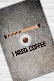 Homshtag Kahveye İhtiyacım Var Pamuklu Dokuma Tabanlı Yıkanabilir Kaymaz Dekoratif Halı