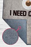 Homshtag Kahveye İhtiyacım Var Pamuklu Dokuma Tabanlı Yıkanabilir Kaymaz Dekoratif Halı