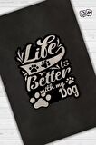 Homshtag Hayat Köpeğimle Güzel Pamuklu Dokuma Tabanlı Yıkanabilir Kaymaz Dekoratif Halı