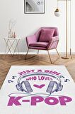 Homshtag K-pop Seven Bir kız Pamuklu Dokuma Tabanlı Yıkanabilir Kaymaz Dekoratif Halı