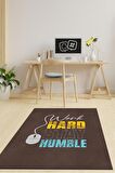 HomshtagÇok Çalış Mütavazi Ol Pamuklu Dokuma Tabanlı Yıkanabilir Kaymaz Dekoratif Home Office Halısı