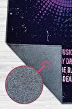 Homshtag Müzik Bağımlısı Pamuklu Dokuma Tabanlı Yıkanabilir Kaymaz Dekoratif Halı