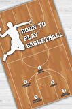 Homshtag Basketbol Oynamak İçin Doğdum Pamuklu Dokuma Tabanlı Yıkanabilir Kaymaz Dekoratif Basketbol Sever Halısı