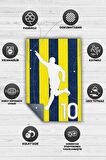 Homshtag Efsane 10 Sarı-Larcivert Pamuklu Dokuma Tabanlı Yıkanabilir Kaymaz Dekoratif Futbol Sever Halısı