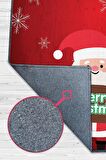 Homshtag Noel Baba Pamuklu Dokuma Tabanlı Yıkanabilir Kaymaz Dekoratif Yeni Yıl Halısı