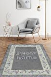 Homshtag Tatlı Evim Pamuklu Dokuma Tabanlı Yıkanabilir Kaymaz Dekoratif Ev Aile Halısı