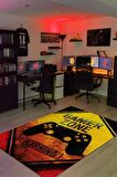 Homshtag Uyarı Oyun Alanı Dokuma Tabanlı Yıkanabilir Kaymaz Gamer Halısı