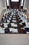 Homshtag Kedi Yüzleri Pamuklu Dokuma Tabanlı Yıkanabilir Dekoratif Halı