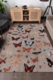 Homshtag Renk Renk Kelebekler Dokuma Tabanlı Yıkanabilir Dekoratif Halı