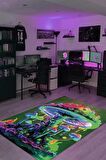 Homshtag Neon Mantar Dokuma Tabanlı Yıkanabilir Dekoratif Halı