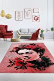 Homshtag Frida'nın Çiçekleri Dokuma Tabanlı Yıkanabilir Kaymaz Sanat Sever Halısı