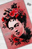 Homshtag Frida'nın Çiçekleri Dokuma Tabanlı Yıkanabilir Kaymaz Sanat Sever Halısı