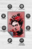 Homshtag Frida'nın Çiçekleri Dokuma Tabanlı Yıkanabilir Kaymaz Sanat Sever Halısı