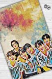 Homshtag Monsta X Pamuklu Dokuma Tabanlı Yıkanabilir Dekoratif Halı