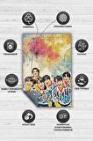Homshtag Monsta X Pamuklu Dokuma Tabanlı Yıkanabilir Dekoratif Halı