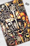 Homshtag Afrika Maskeleri Dokuma Tabanlı Yıkanabilir Dekoratif Halı