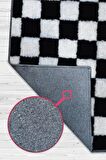 Homshtag Minimalist Damalı Dokuma Tabanlı Yıkanabilir Dekoratif Halı