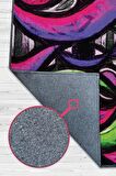 Homshtag Soyut Graffiti Dokuma Tabanlı Yıkanabilir Dekoratif Graffiti Halısı