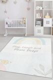 Homshtag Oyna Gül Ve Lütfen Uyu Kişiye Özel Kişiselleştirilebilir Dokuma Tabanlı Yıkanabilir Dekoratif Ev Halısı