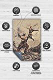 Homshtag Kratos ile Atreus Dokuma Tabanlı Yıkanabilir God Of War Gamer Halısı