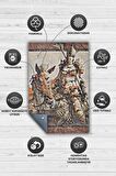 Homshtag Knight Dokuma Tabanlı Yıkanabilir Knight Gamer Halısı