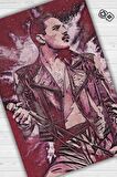 Homshtag Freddie Mercury Dokuma Tabanlı Yıkanabilir Kaymaz Dekoratif Halı