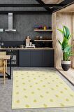 Homshtag Limon Desenli Dokuma Tabanlı Yıkanabilir Dekoratif Ev Halısı