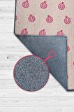 Homshtag Nar Desenli Dokuma Tabanlı Yıkanabilir Dekoratif Ev Halısı