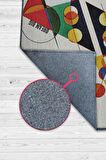 Homshtag Büyük Düşün Çok Çalış,Renkli Geometrik Desenli Modern Oturma Odası Halısı, Minimalist Çalışma Odası Halısı, Pamuklu Dokuma Tabanlı Yıkanabilir Dekoratif Home Office Halısı, Modern Ofis Halısı
