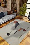 Homshtag Çok Sade Yıkanabilir Halı, Geometrik Oturma Odası Halısı, Modern Oturma Odası Halısı, Sanat Atölyesi Halısı, Sanatseverler İçin, Pamuklu Dokuma Tabanlı Yıkanabilir Dekoratif Ofis Halısı