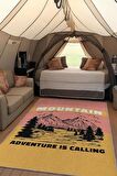 Homshtag Dağ Seni Çağırıyor, Karavan Halısı, Macera Temalı Renkli Halı, Çadır Halısı, Kampçı Halısı, Seyahat Temalı Halı, Pamuklu Dokuma Tabanlı Yıkanabilir Dekoratif Halı