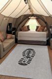 Homshtag Adım, Karavan Halısı, Minimalist Seyahat Temalı Halı, Çadır Halısı, Kampçı Halısı, Seyahat Temalı Halı, Pamuklu Dokuma Tabanlı Yıkanabilir Dekoratif Halı