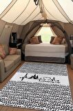 Homshtag Kamp Hayatı, Karavan Halısı, İskandinav Desenli Kampçı Halısı, Çadır Halısı, Kampçı Halısı, Seyahat Temalı Halı, Pamuklu Dokuma Tabanlı Yıkanabilir Dekoratif Halı
