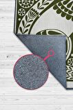 Homshtag Çinili Kedi, Yeşil Renkli Kedi Desenli Modern Oturma Odası Halısı, Minimalist Kedili Salon Halısı, Pamuklu Dokuma Tabanlı Yıkanabilir Dekoratif Bej Modern Halı Kedi Sever Halısı  